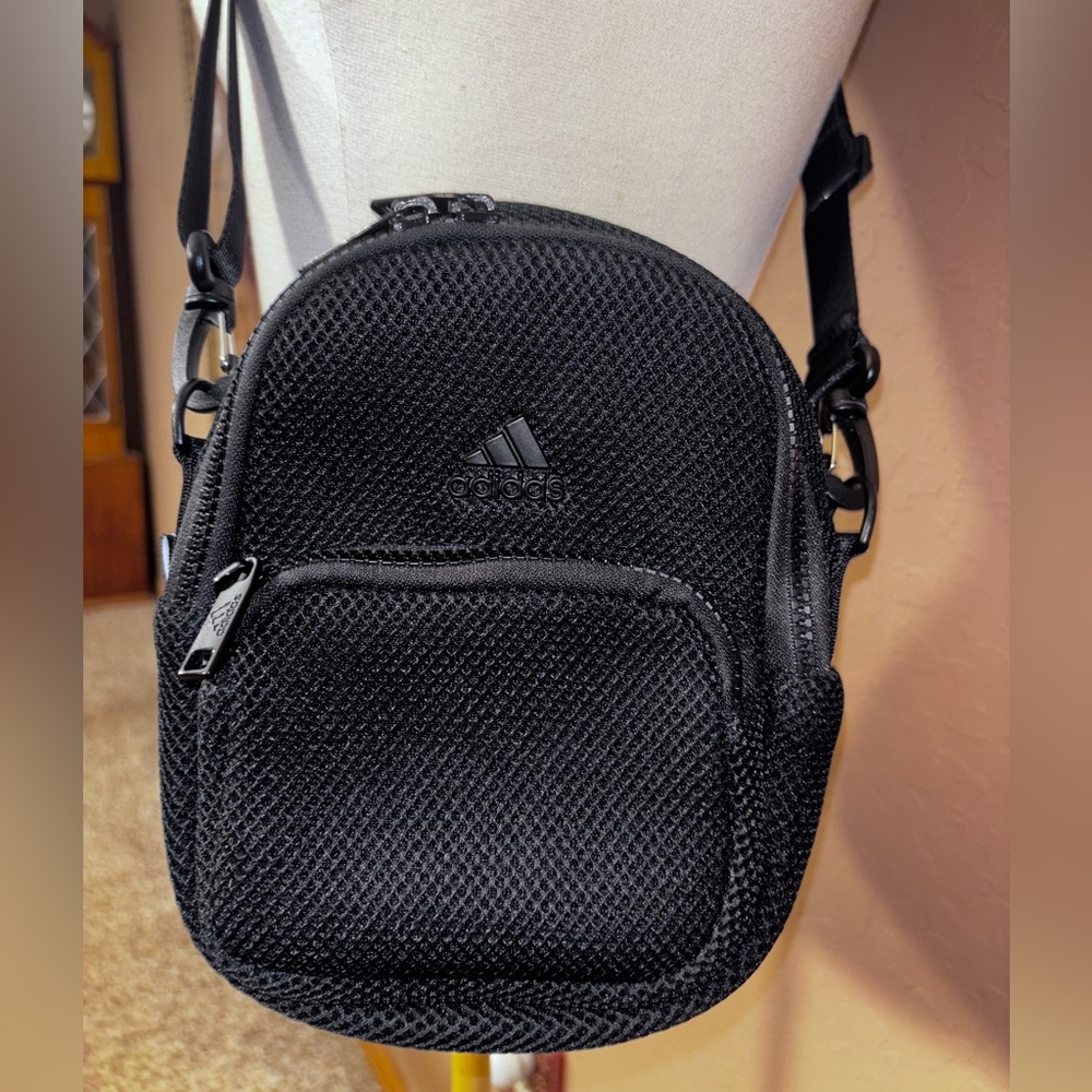 Adidas Black Mesh Belt Crossbody Bag